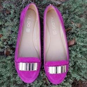 ALDO Fuchsia Suede and Patent Leather Flats